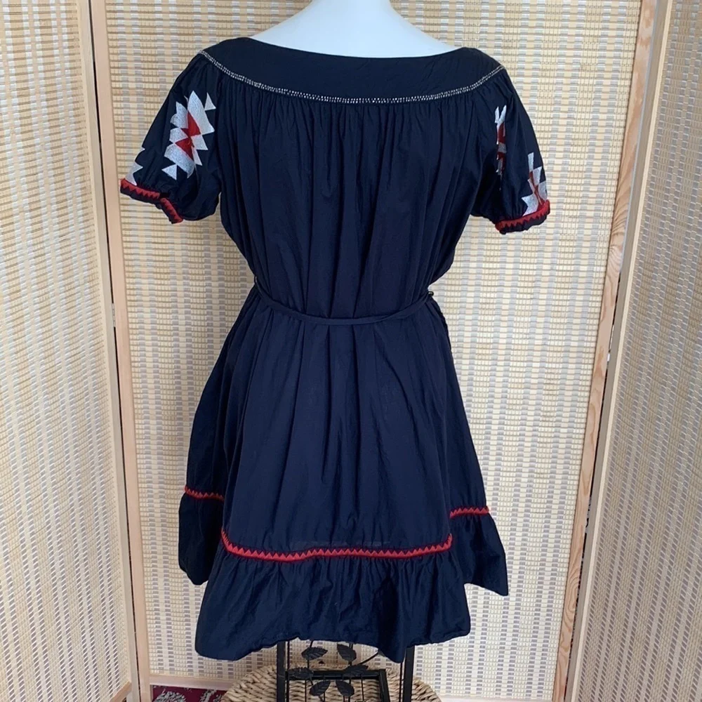 Tory Burch Alicia Embroidered Cotton Voile Boho embroidered Dress, size 10